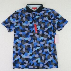 Redvanly Golf Polo Shirt Mens Medium Blue‎ Camo Water Color Print